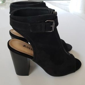 JustFab | Black Peeptoe booties 6.5